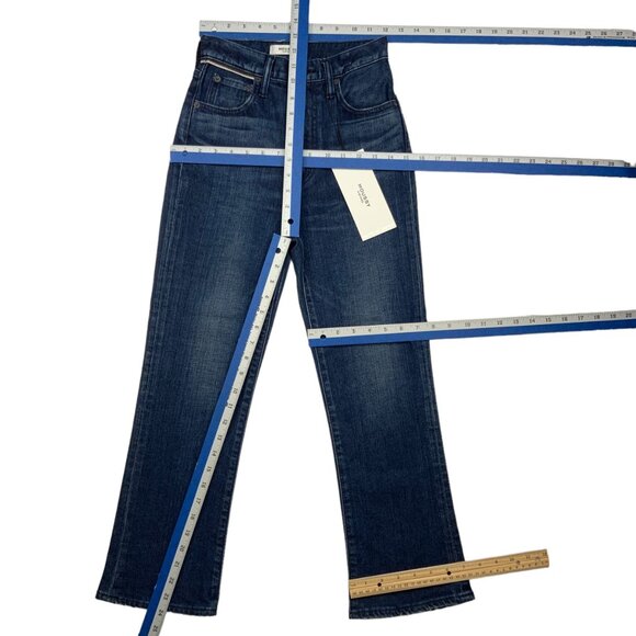 Moussy Vintage Emma Cropped Flare Hi Jean 24 Dark Blue High Waist Zip Fly - Picture 4 of 12